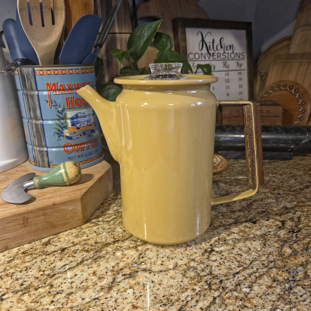 Yellow Enamel Coffee Pot